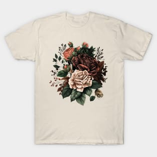 Vintage Roses Flower Floral Illustration Blossom T-Shirt